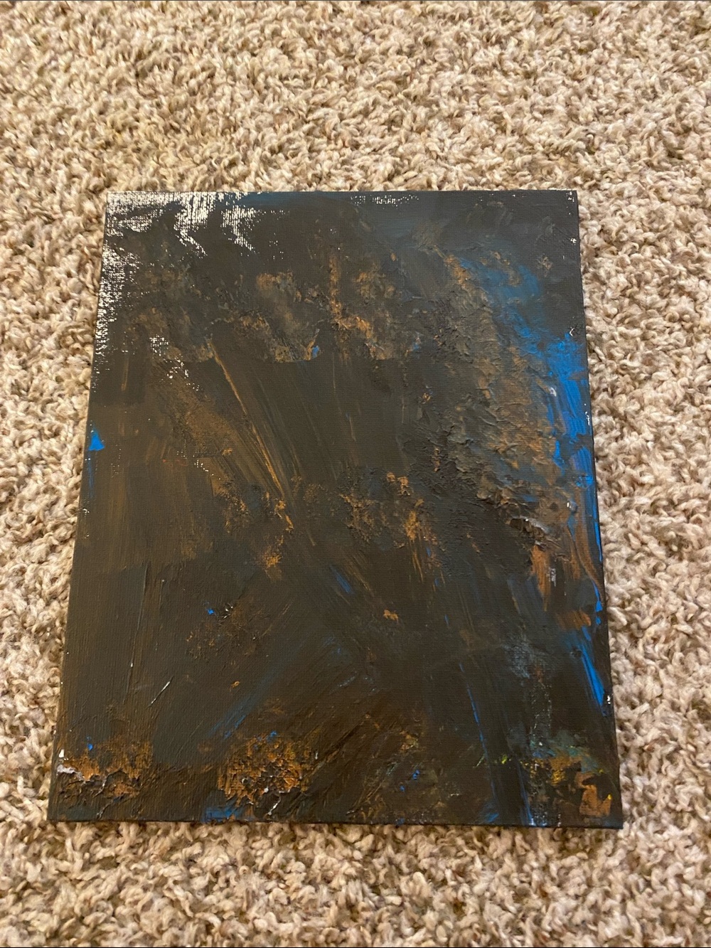 Abstract Textured Canvas Wall Art in Black and Blue